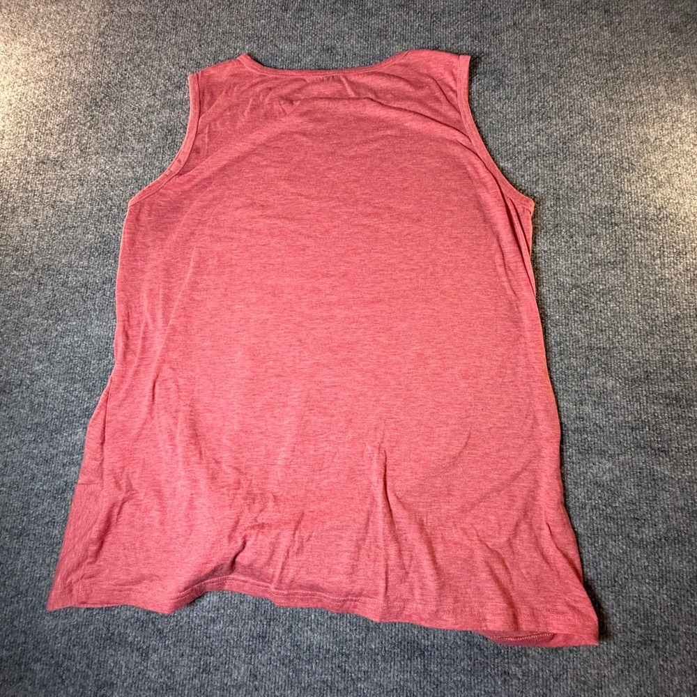 Womens XL Heather Rose Pink Twist Front Knot Sleeveless Tank Top Crew Neck - Picture 2 of 6